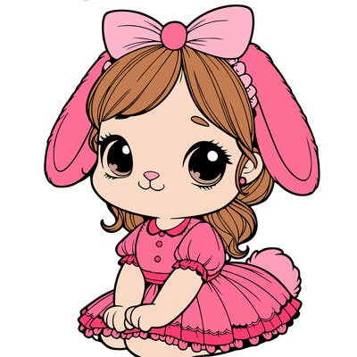 cute easter bunny girl realistic
