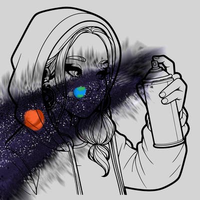 a realistic girl, spray painting