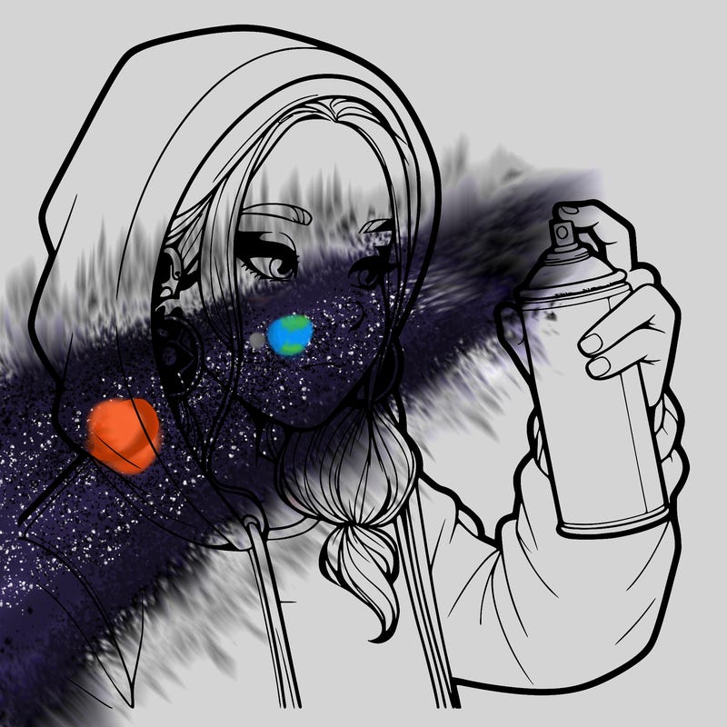 a realistic girl, spray painting