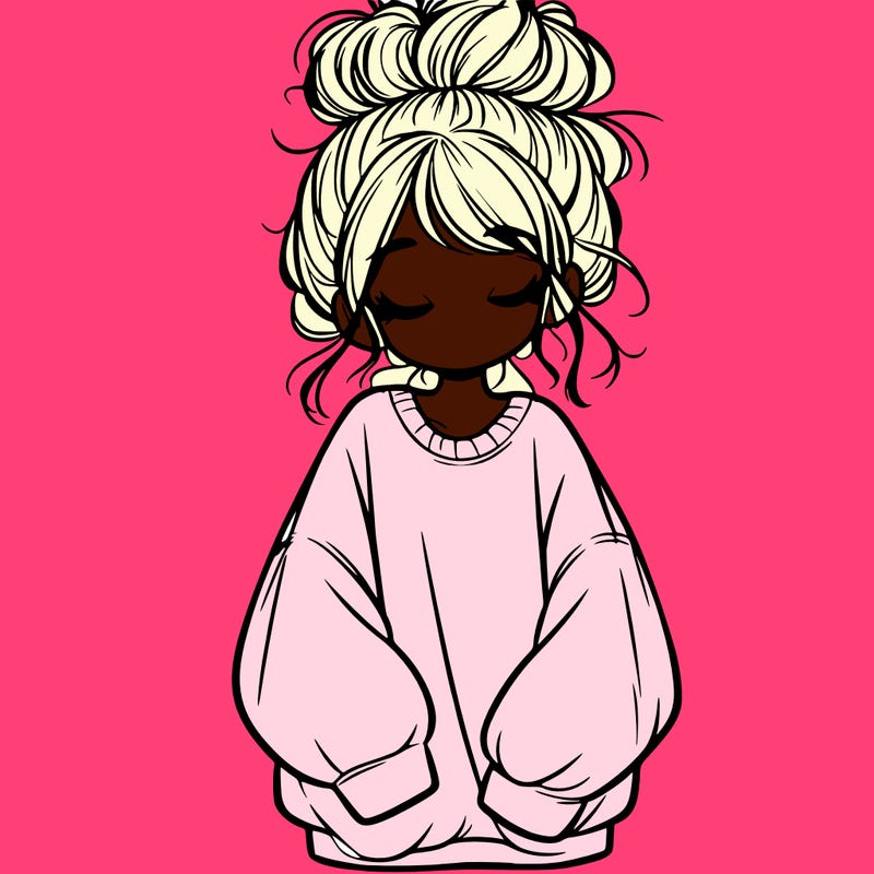 girl with baggy sweatshirt and messy bun