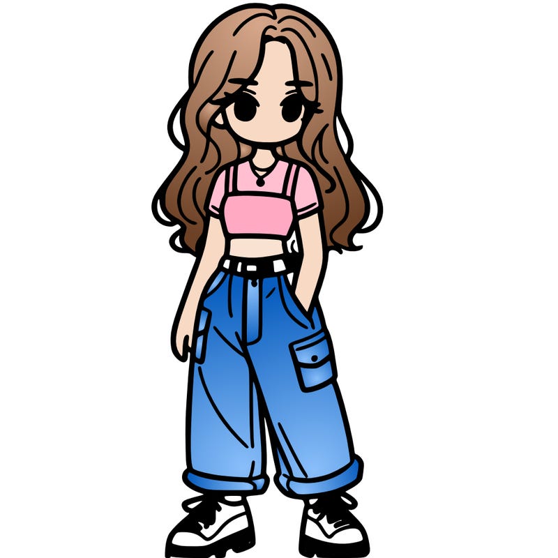 girl in crop top and baggy pants