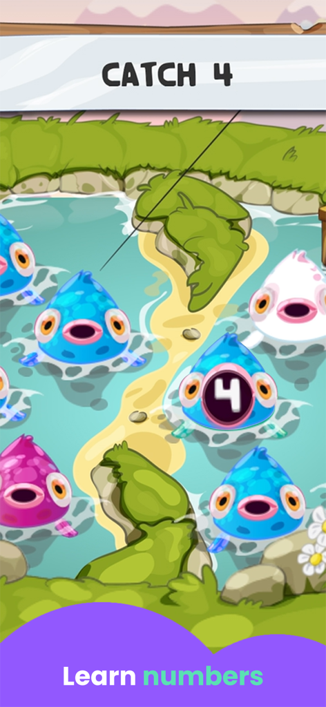 Educational fishing game for kids to learn numbers