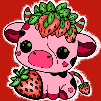 cute strawberry cow