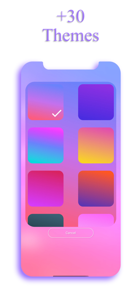 Calorie Counter EasyFit app themes customization screen showing colorful gradient options