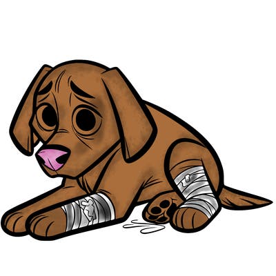 a dog that is hurt
