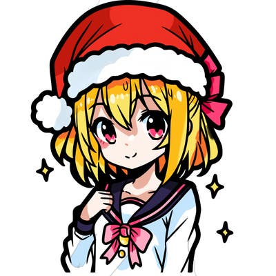 anime girl wearing a santa hat