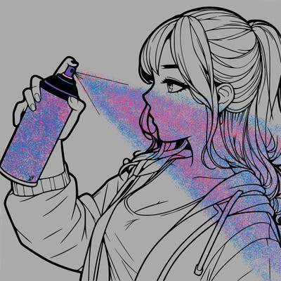 a realistic girl spray, painting
