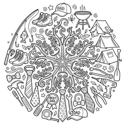 Dive into a world of intricate patterns and loving tributes with our Father's Day Basket Star coloring page. This unique design combines the mesmerizing beauty of a basket star with delightful elements honoring Dad, perfect for a thoughtful gift or relaxing activity.