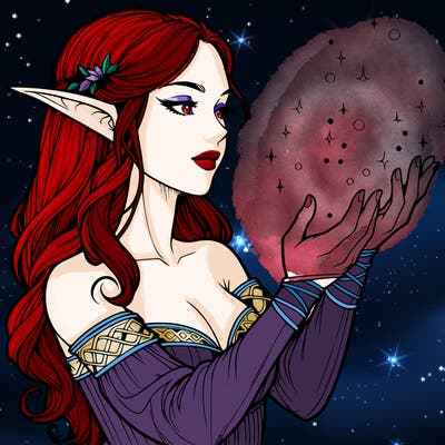 realistic elf girl doing magic