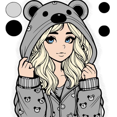 realistic girl in a animal pjs hoodie