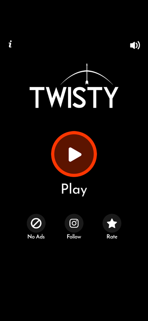 Twisty Arrow: Bow Game - ロゴとプレイボタンが表示されたTwisty Arrowモバイルゲームのメインメニュー