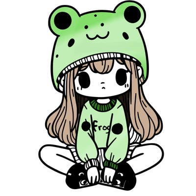 a girl wearing a frog hat and some frog socks