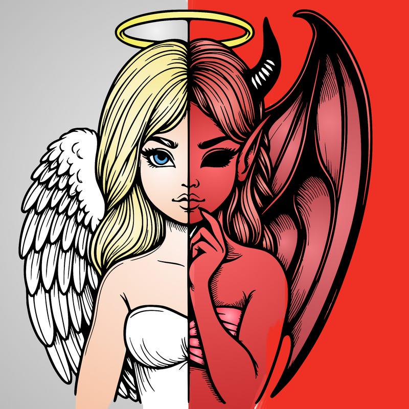 realistic angel half demon