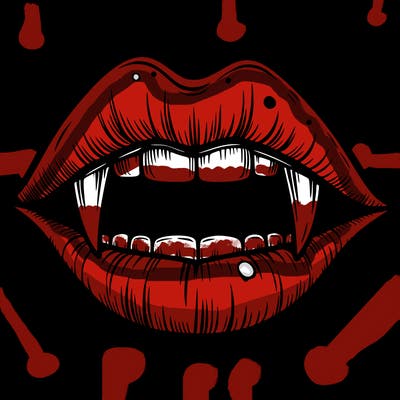 lips with vampire teeth
