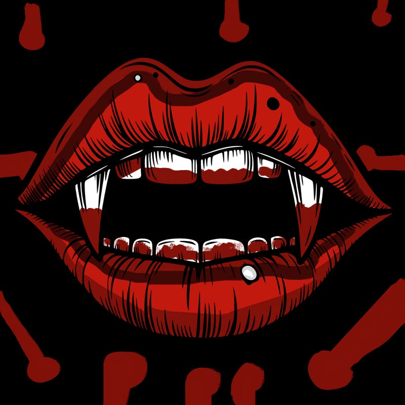 lips with vampire teeth