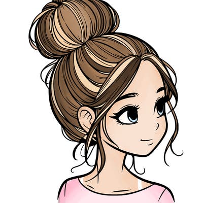 a realistic girl with a bun