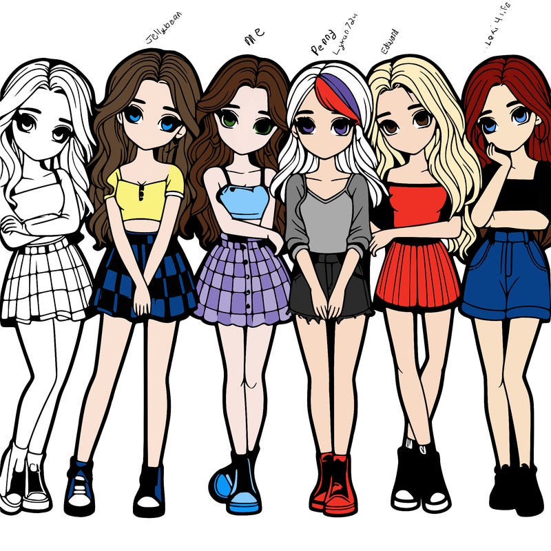 a group of girls realistic