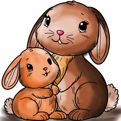 baby bunny with mama bunny