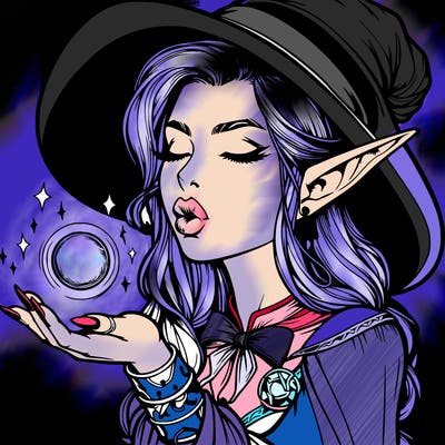 realistic elf casting a spell with lips