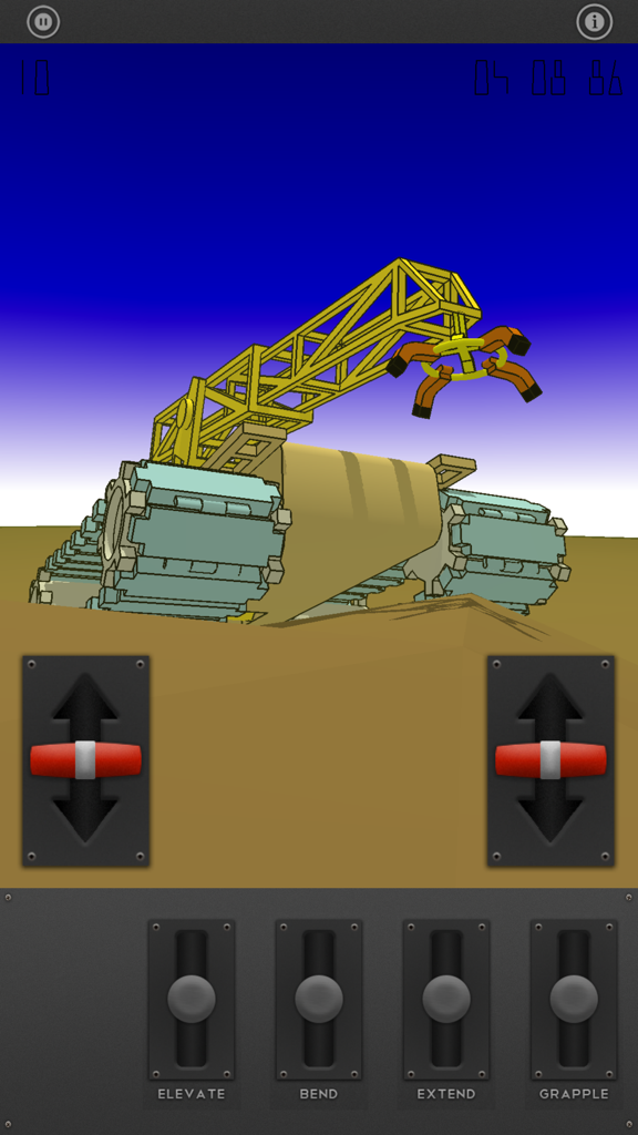 The Little Crane That Could - Gameplay of The Little Crane That Could showing a tracked crane and on screen controls
