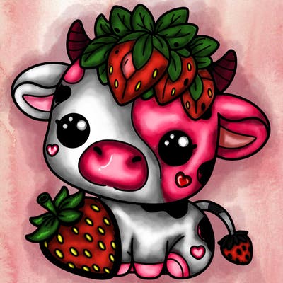 cute strawberry cow