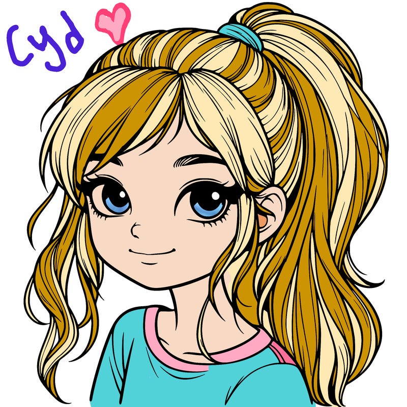 realistic girl with ponytail