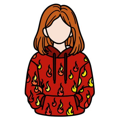woman with fire hoodie