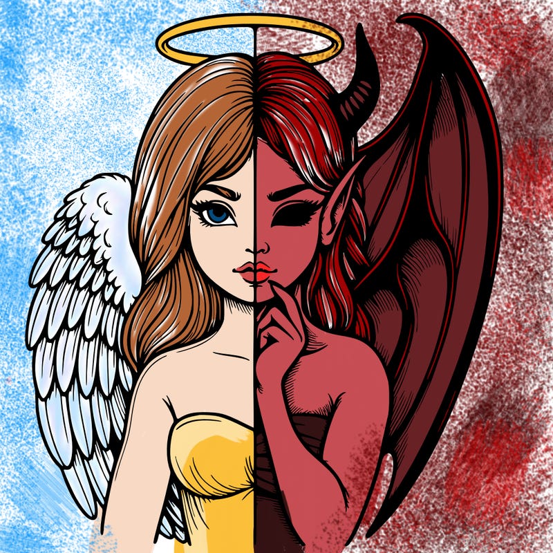 realistic angel half demon