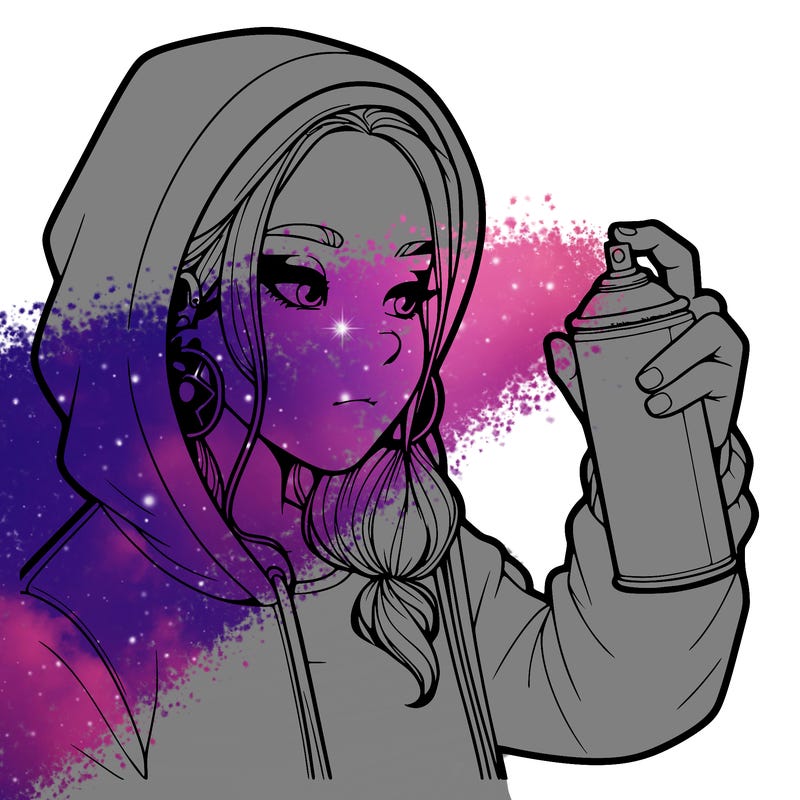 a realistic girl, spray painting