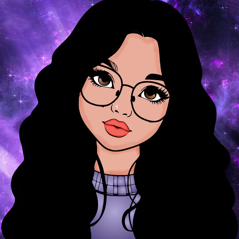 girl with long hair and freckles and glasses realistic