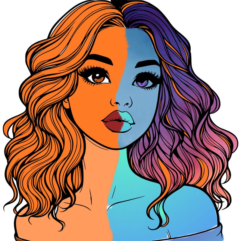 realistic girl with wavy hair and lips