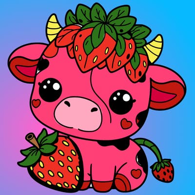 cute strawberry cow