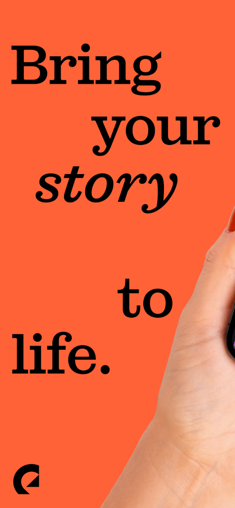 Epidemic Sound Music for Video - Epidemic Sound app slogan Bring your story to life on an orange background