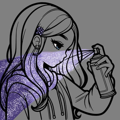 a realistic girl spray painting