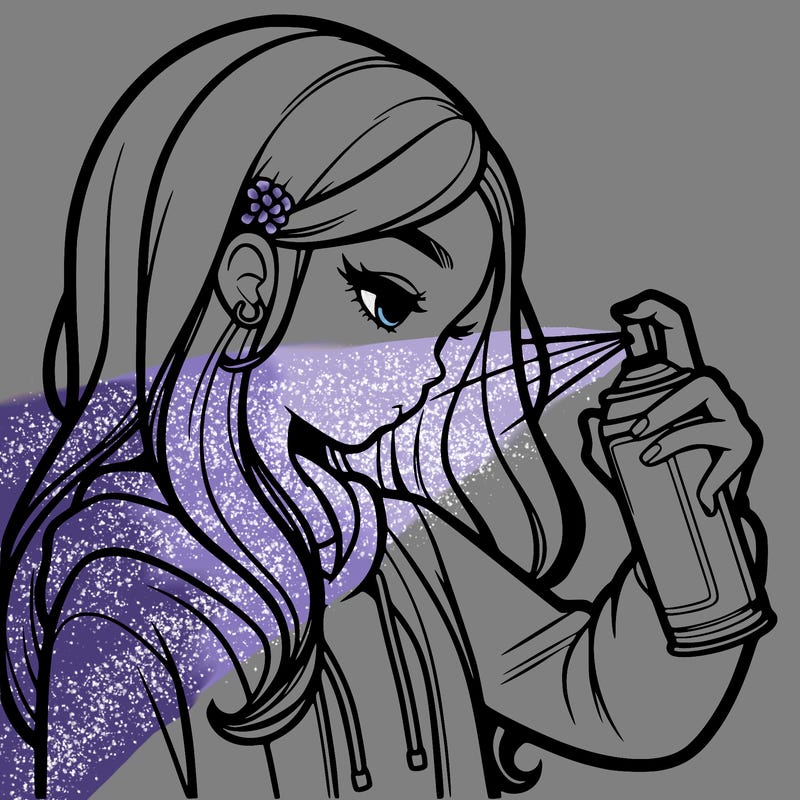 a realistic girl spray painting