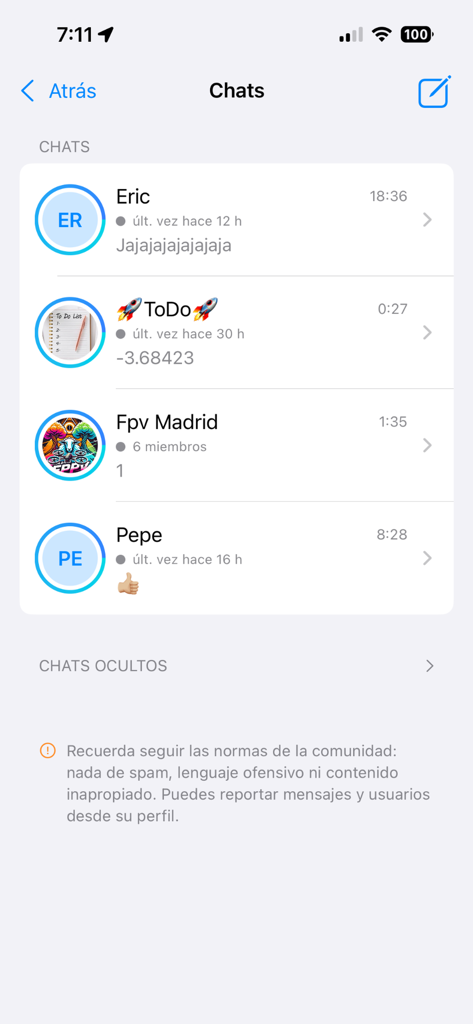 SpotItFly - Interface of the SpotItFly app showing a list of active community chats and messages between drone pilots