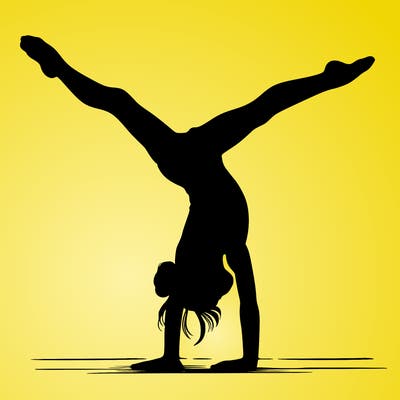 realistic gymnastic hand stand girl in four splits