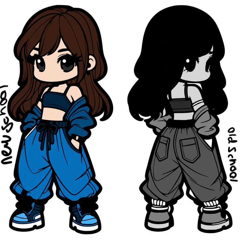 girl in crop top and baggy pants