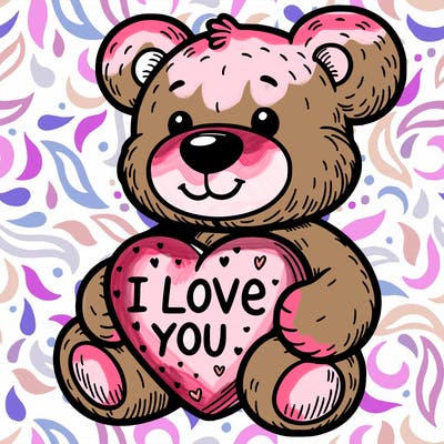 teddy bear holding an i love you heart