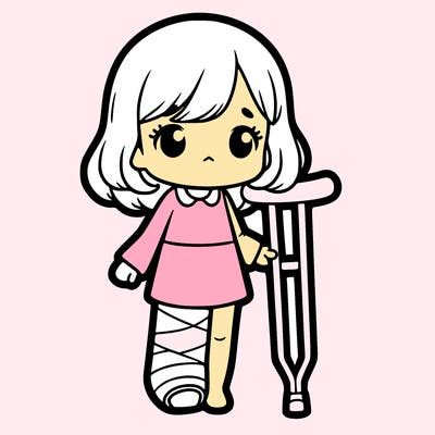 girl with a full leg cast, she’s on crutches