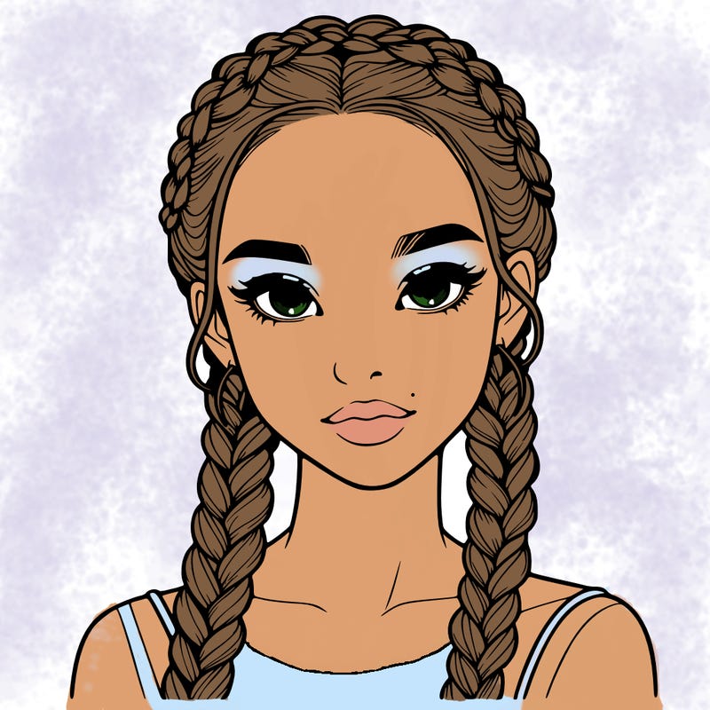 realistic girl with braids