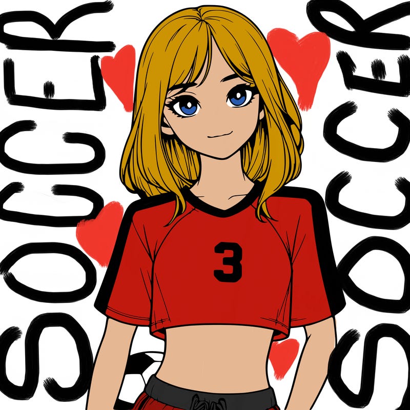 realistic girl wearing soccer jersey
