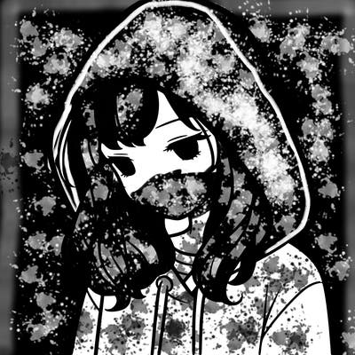 girl with a hoodie with hood over her head
