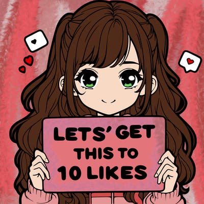 girl holding up sign that says let’s get this to 10 likes realistic
