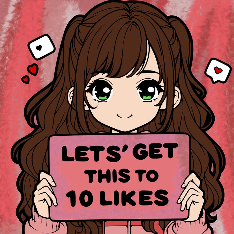 girl holding up sign that says let’s get this to 10 likes realistic