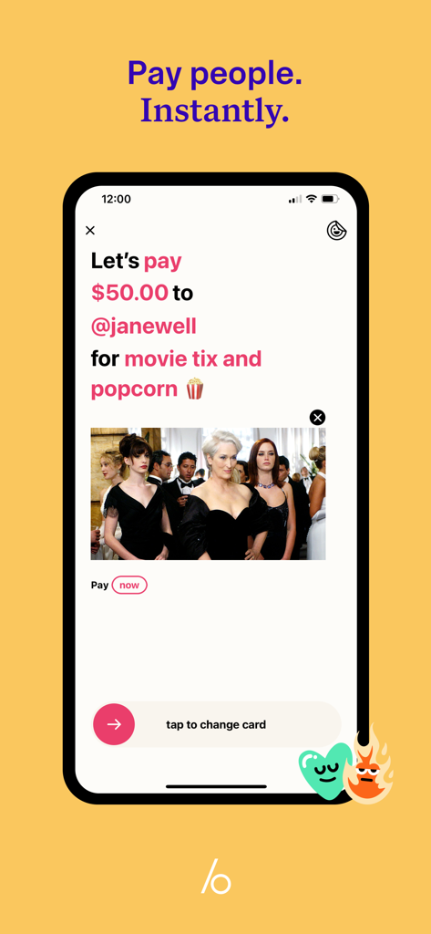 Beem - Digital Wallet - Mobile screen of Beem app showing an instant payment for movie tickets and popcorn.