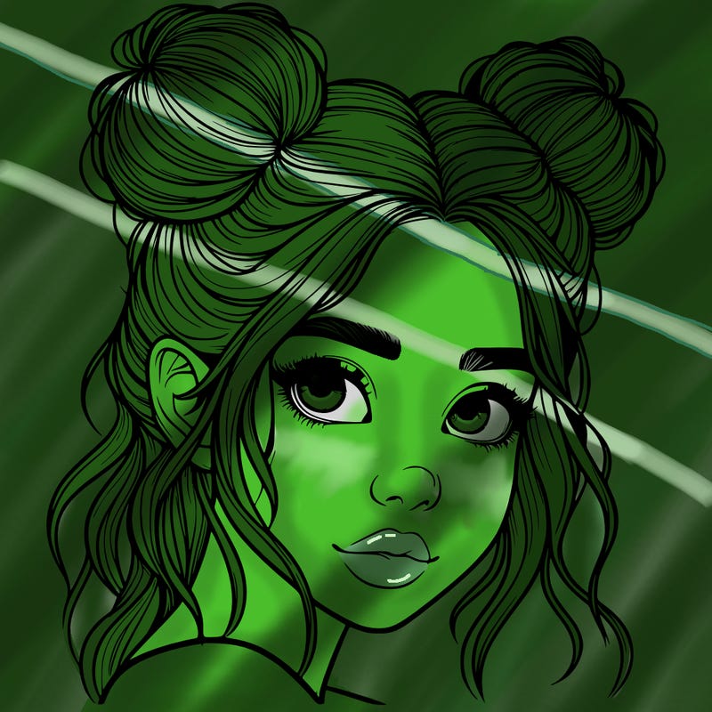 realistic girl with hair buns on her head