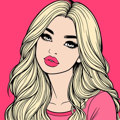 realistic girl with hair on her hair and lips