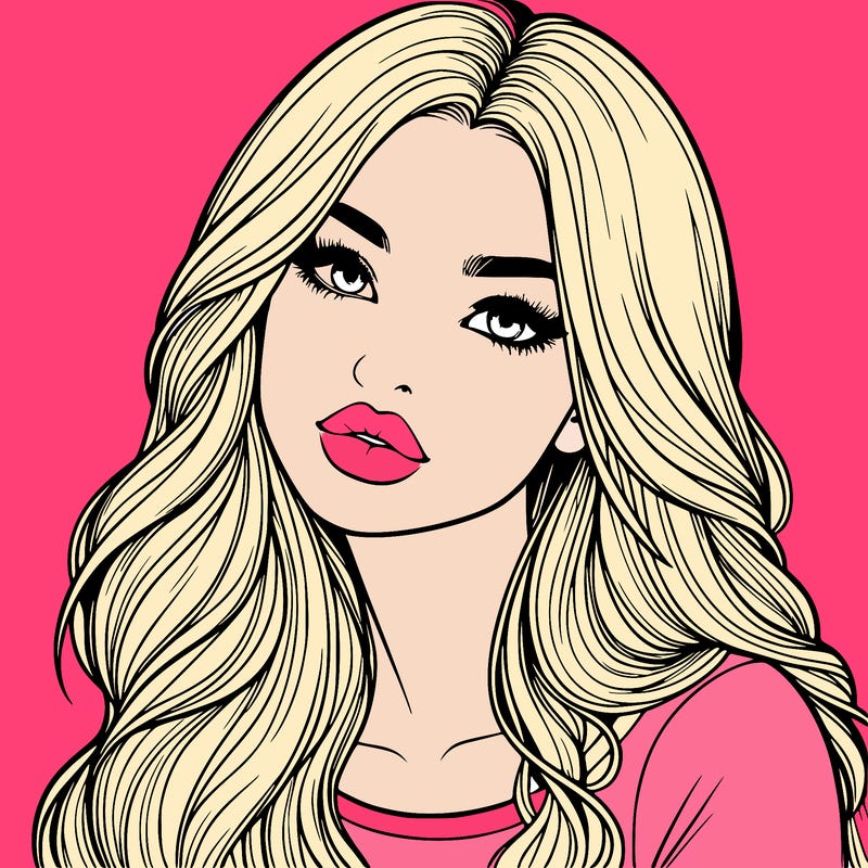 realistic girl with hair on her hair and lips