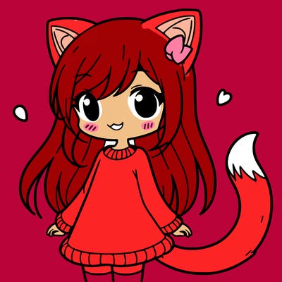 girl with cat ears and tail